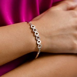 Multi Heart Bracelet w/White Rhinestones